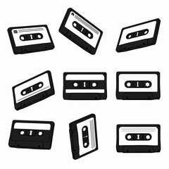Fototapeta premium Cassette tapes collection, retro music concept