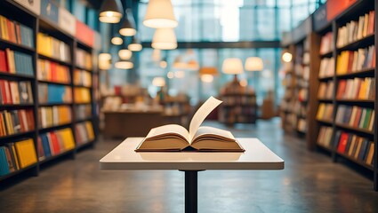 Open Book in a Bookstore A Haven for Readers and Knowledge Seekers