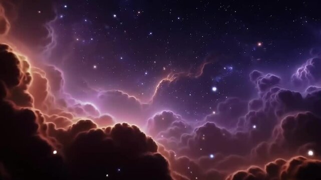 Deep Purple and Copper Fractal Space Background &ndash; Seamless Loop Cosmic Animation