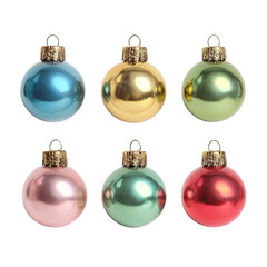 Six Shiny Pastel Christmas Ornaments: A Festive Collection of Decorative Balls