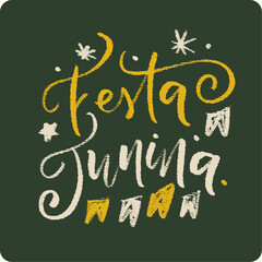 Festa junina. Brazilian tradicional party in brazilian portuguese. Modern hand Lettering. vector.