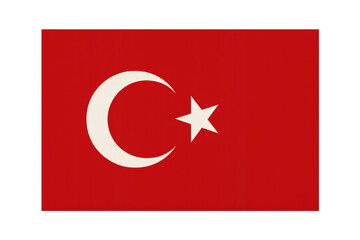 Turkish flag waving on transparent background: crescent moon and star symbol of turkey