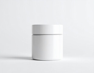 Tall White Cosmetic Jar on Light Background &ndash; Clean Minimal Product Mock-Up