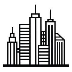 Modern City Skyline Illustration A Black and White Vector Graphic of Urban Architecture