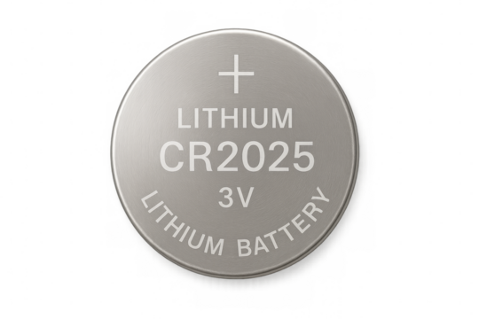 3v cr2025 lithium button cell battery isolated on transparent background