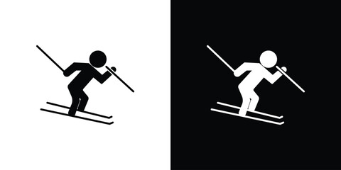 Skiing icon of a flat style vector © Vince