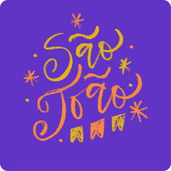 São joão. Saint John party in brazilian portuguese. Modern hand Lettering. vector.