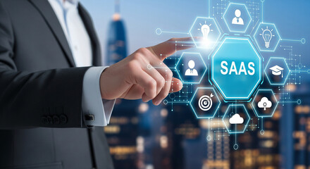SaaS Business Concept Isolated on Transparent Background
