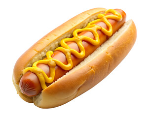 hot dog with mustard isolated on white background. PNG Transparent file type with high definition quality And vibrant color grading Available.