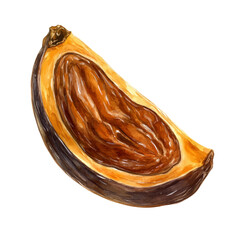 Date Slice, watercolor clipart vector, isolated on a white background.