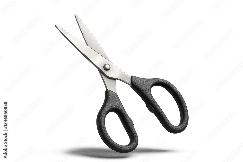 Poster sharp scissors with black handle isolated on transparent background image