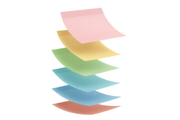 Fototapeta premium Colorful stack of paper sheets isolated on a transparent background, concept