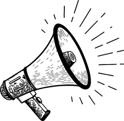 Vintage hand drawn megaphone announcement illustration