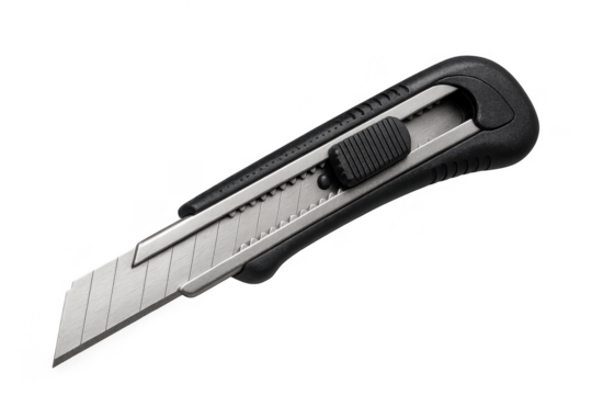 Utility knife with retractable blade isolated on transparent background, tool - Powered by Adobe
