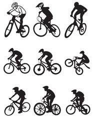 Fototapeta premium Cycling Silhouettes Set – Dynamic Bike Riding Poses