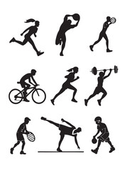 Multi-Sport Silhouettes – Action Poses for Mixed Athletic Activities