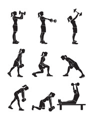 Gym Workout Silhouettes – Weightlifting and Strength Training Poses
