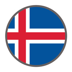 Obraz premium round flag of Iceland country on white background vector Vector round flag