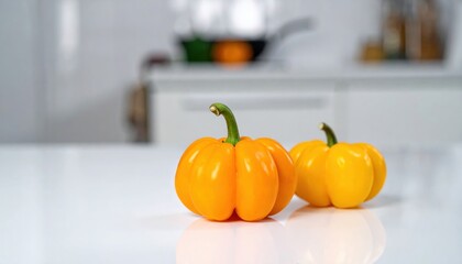 yellow peppers on a wooden table