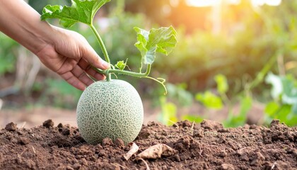 planting a melon seedling