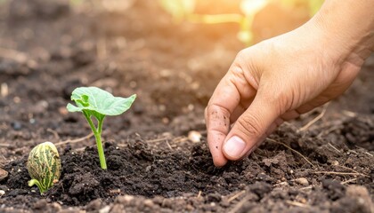 planting a tomato seedling