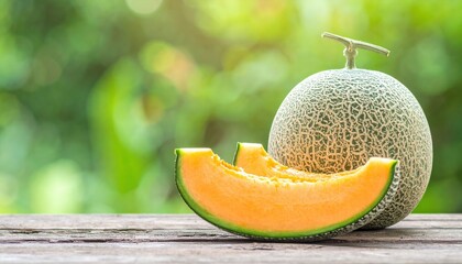 melon on a wooden table