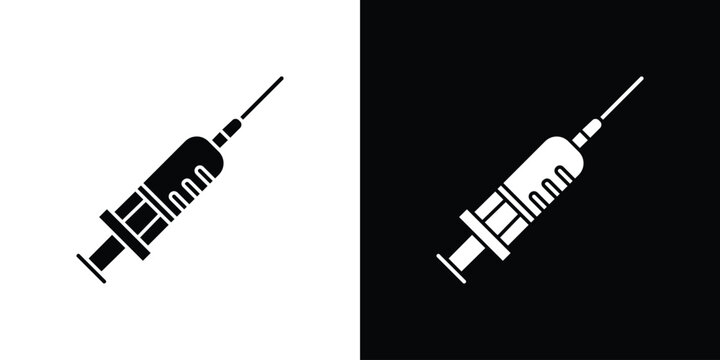 Syringe injection icon of a flat style vector