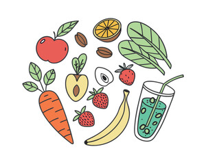 Healthy Green Smoothie Ingredients Illustration