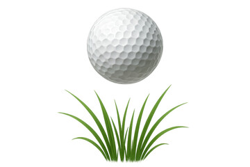 Fototapeta premium Golf ball on grass with transparent background, isolated and easy to composite