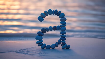Obraz premium Number eight shaped from smooth beach stones at sunset