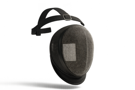 Black fencing mask isolated on a transparent background, safety and sport. - Powered by Adobe