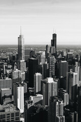 Chicago panorama from John Hancock building. View for Chicago downtown, Illinois