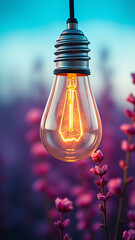 Floating Lightbulb with Pastel Cubes and Lavender vertical