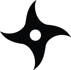 Silhouette Ninja shuriken throwing star black and white Vector Illustration © AbuSadat