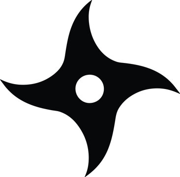 Silhouette Ninja shuriken throwing star black and white Vector Illustration