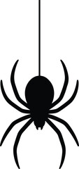 Silhouette of a dangling spider for Halloween decoration Vector Illustration