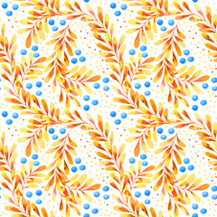 Watercolour Christmas Holiday Foliage Seamless Pattern: Elegant Winter Botanical Design for Festive Fabrics, Subtle Wall Decor and Artistic Product Styling.