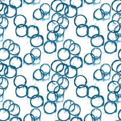 Blue Dripping Circles Seamless Pattern: Abstract Fluid Design for Bold Fabrics, Dynamic Wall Decor...