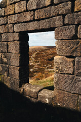 Climbing Dovestone Edge at the Peak District National Park, England, UK