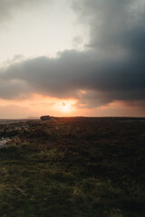 Sunset over Peak district National Park, Ox Stones, England, UK