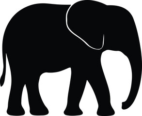 Silhouette of a majestic african elephant walking side view Vector Illustration