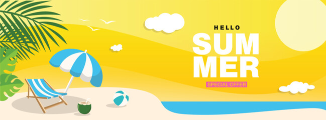 Summer background  banner,  poster season, beach vector