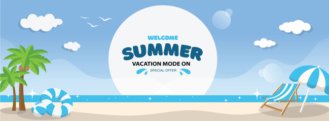 Summer background  banner,  poster season, beach vector
