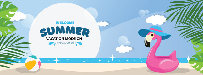 Summer background  banner,  poster season, beach vector