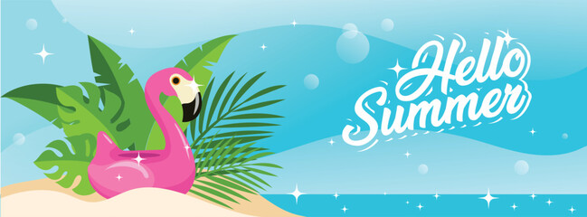 Summer background  banner,  poster season, beach vector