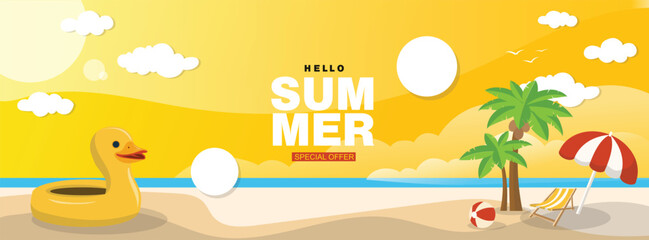 Summer background  banner,  poster season, beach vector