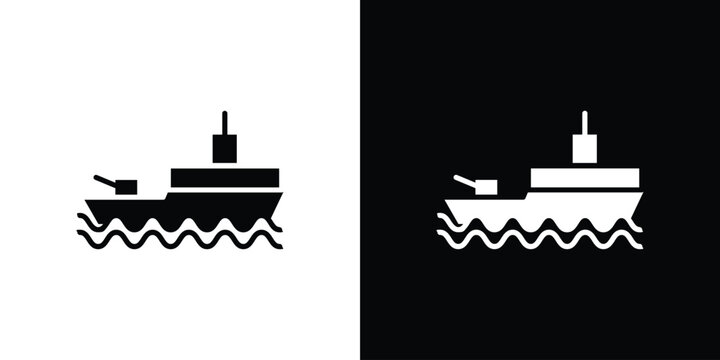 Warship icon of a flat style vector