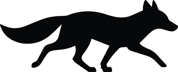 Silhouette of a running fox wildlife animal Vector Illustration
