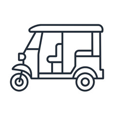 Line art illustration of a tuk-tuk in a minimalist design  