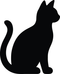 Silhouette of a sitting cat domestic feline pet Vector Illustration
